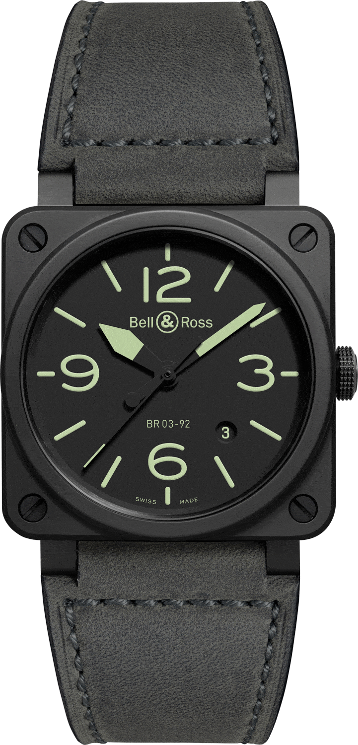reloj bell & ross br03-92 nightlum BR0392-BL3-CE/SCA