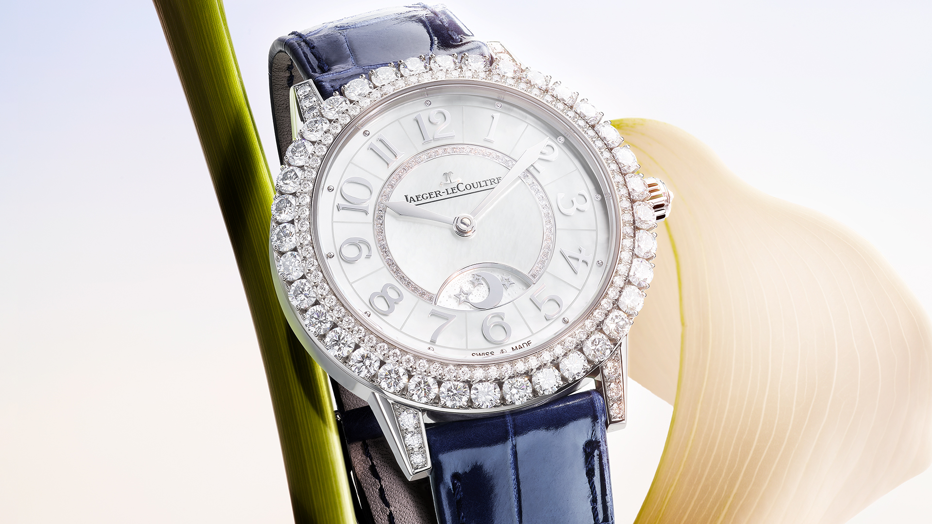 Rendez-Vous Dazzling Night & Day de Jaeger Le-Coultrecon diamantes correa azul el regalo ideal para San Valentin