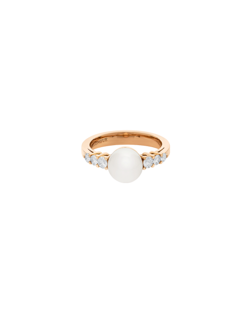 anillo con perla akoya en oro rosa peyrelongue