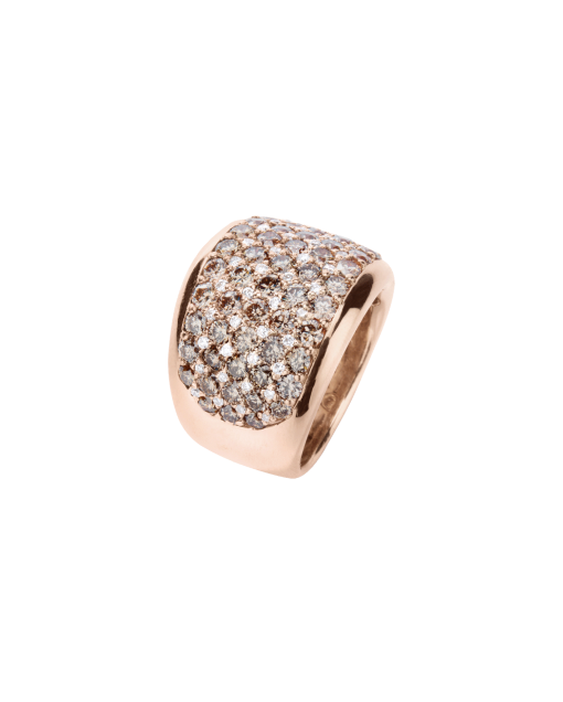 anillo en oro rosa con diamantes brown y blancos peyrelongue
