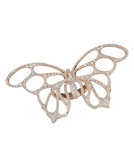anillo papillon en oro rosa con diamantes peyrelongue