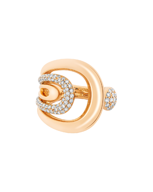 anillo de curvas en oro rosa con diamantes peyrelongue