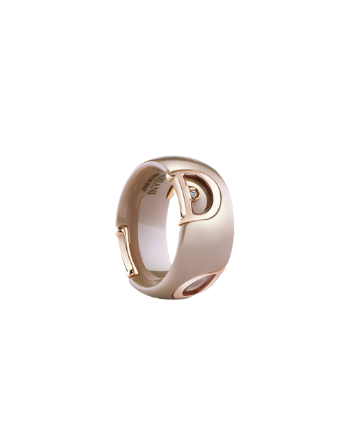 anillo damiani d. icon cerámica capuchino y oro rosa 20082224