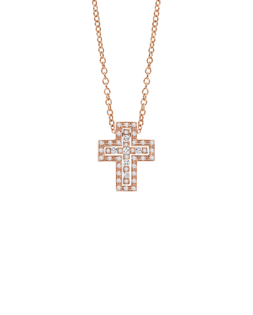 collar damiani belle epoque cruz en oro rosa con diamantes 20083570
