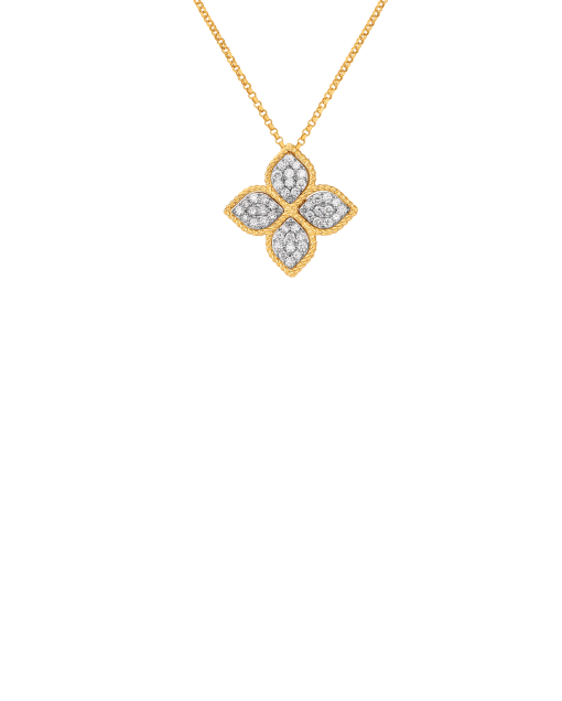 collar roberto coin princess flower en oro amarillo con diamantes 7771369ajchx