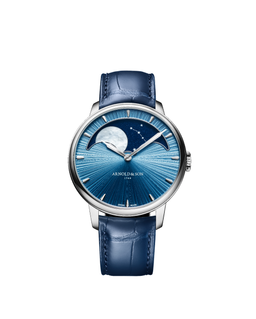 reloj arnold & son perpetual moon 41.5 platinum celestial blue 1GLBX.U01A.C200X