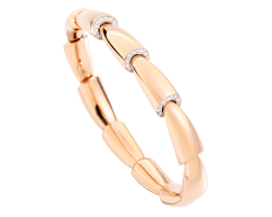 brazalete calla en oro rosa con diamantes montados en oro blanco