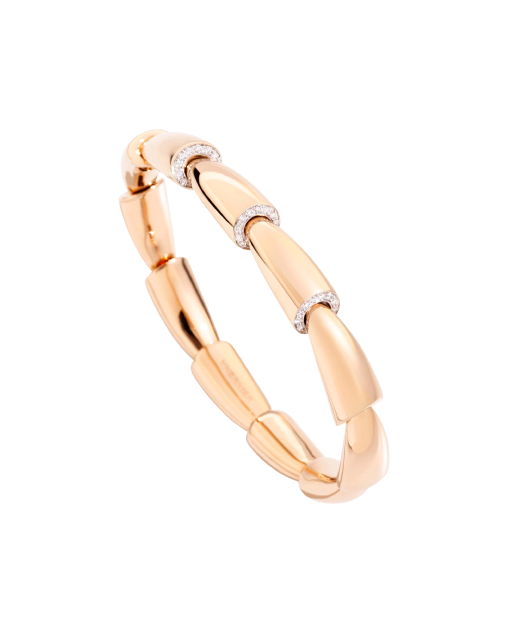 brazalete calla en oro rosa con diamantes montados en oro blanco