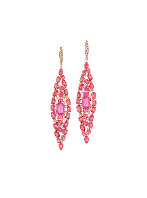 aretes rombo turmalina rosa