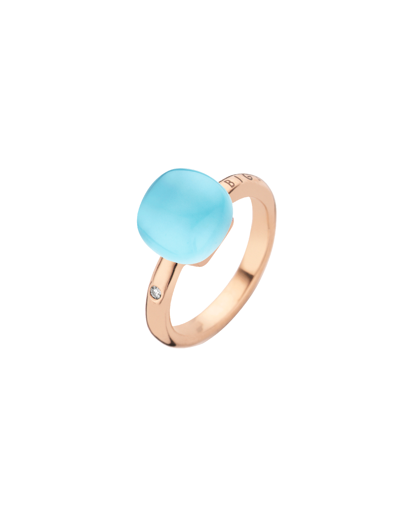 anillo bigli mini sweety con topacio azul, madre perla y turquesa