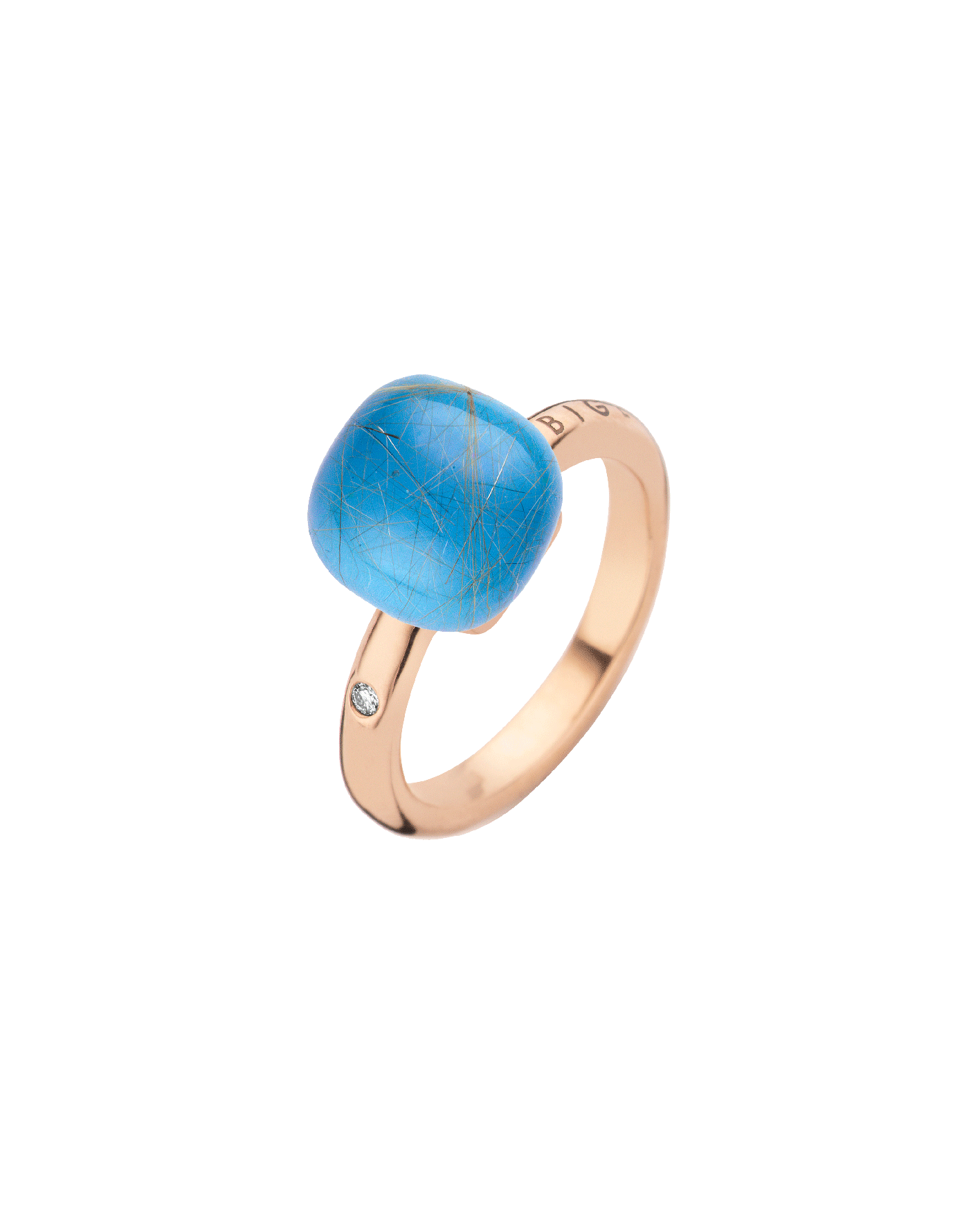 anillo bigli mini sweety con cuarzo rutilo, ágata azul y madre perla