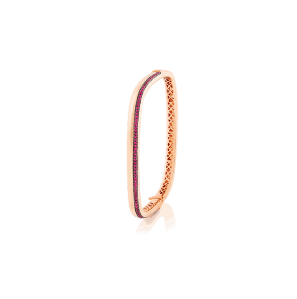 brazalete rígido en oro rosa con rubíes de peyrelongue