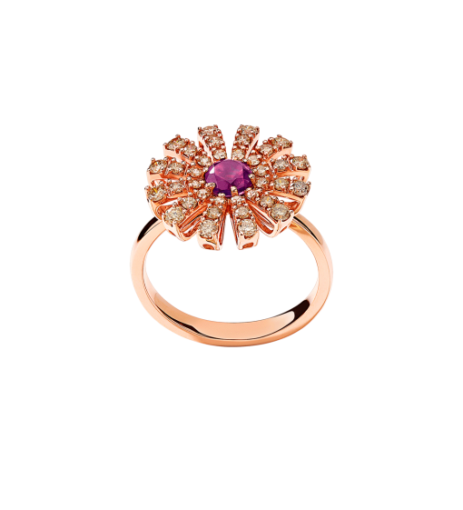 anillo damiani margherita oro rosa diamantes brown amatista 20072763