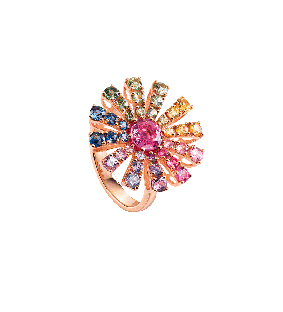 anillo damiani margherita oro rosa zafiros solores 20088152