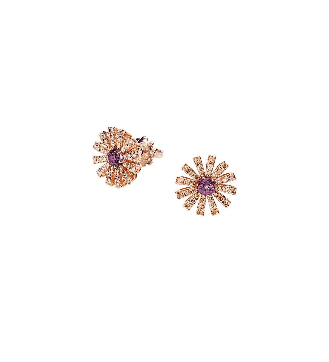 aretes damiani margherita oro rosa diamantes brown 20072767