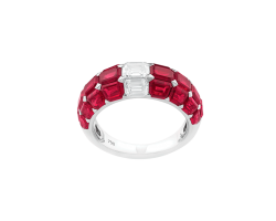 anillo con rubies y diamantes de oro blanco de 18k de peyrelongue