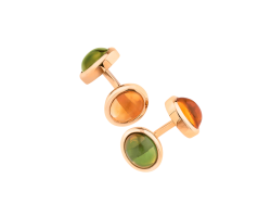 mancuernas en oro rosa 18K con citrina y peridoto peyrelongue