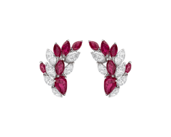 aretes oro blanco rubies y diamantes