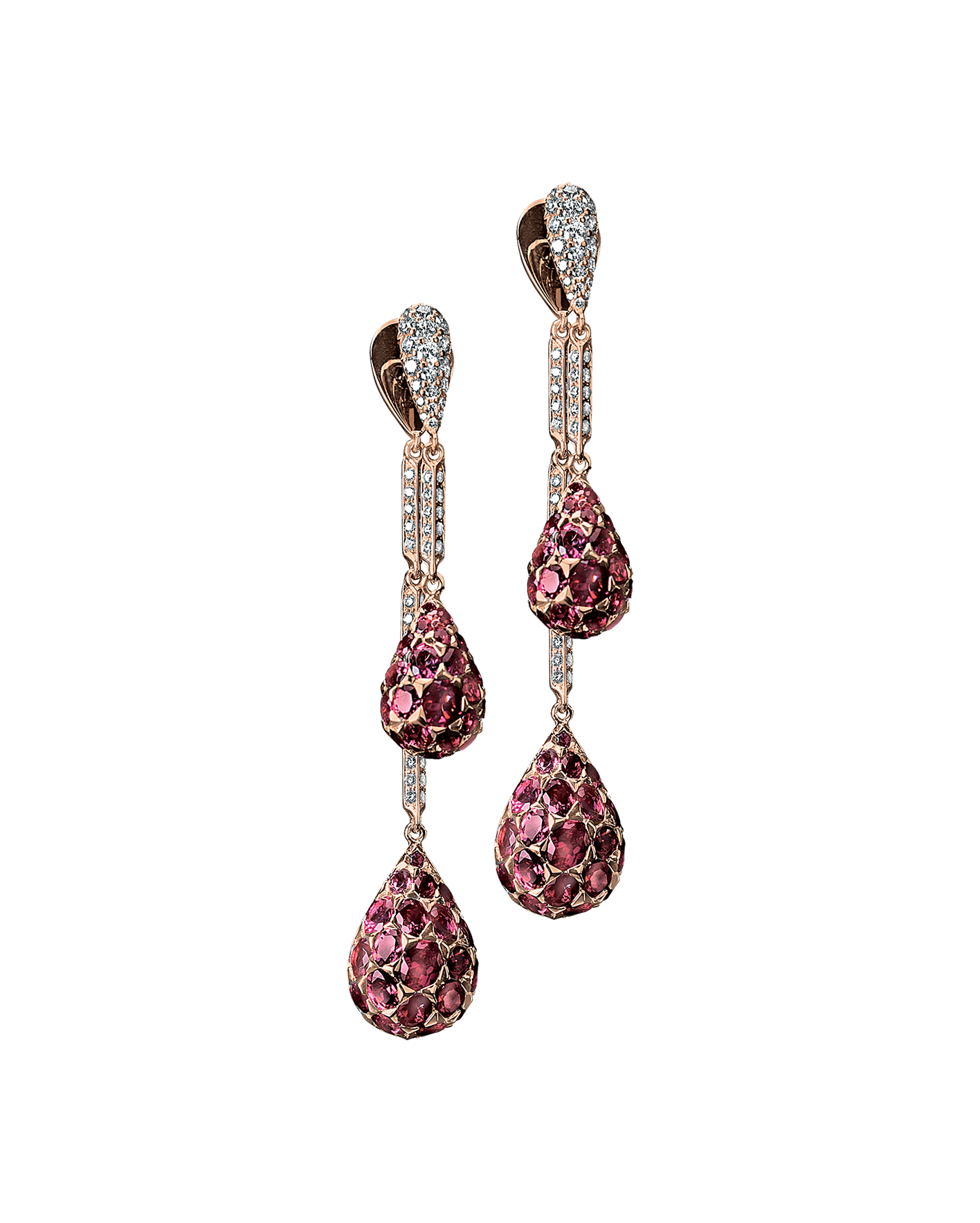 Aretes gota peyrelongue con rubies