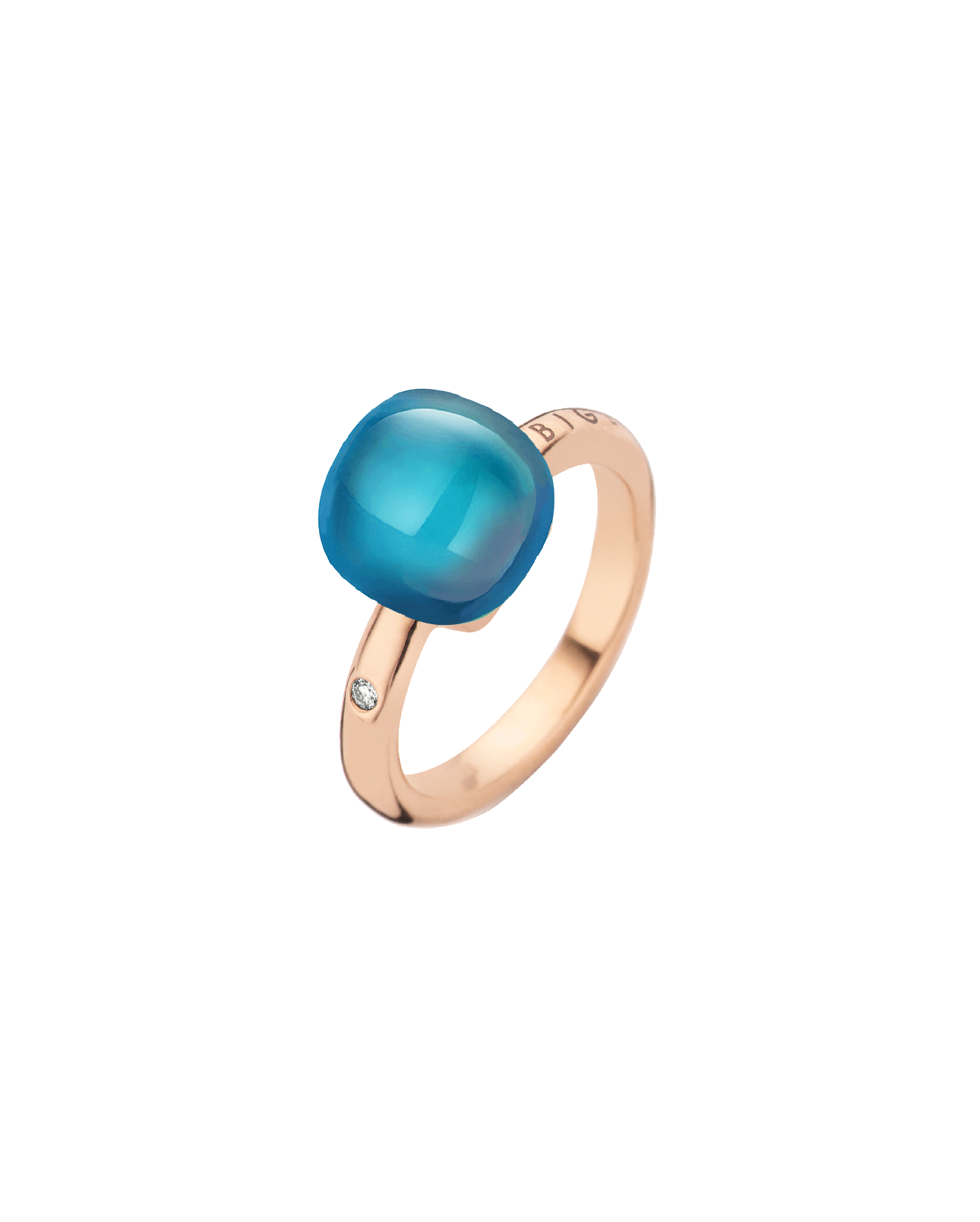 anillo bigli mini sweety con topacio azul london y madre perla
