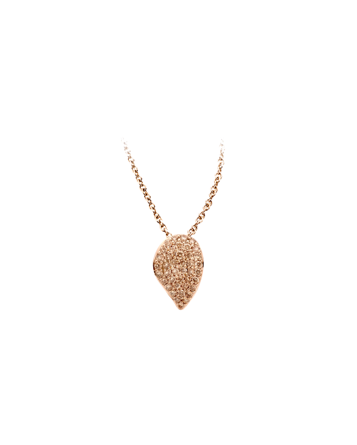 collar bigli mini leaves en oro rosa con diamantes brown
