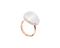 Anillo Moonstone blanca Peyrelongue de oro rosa con diamantes