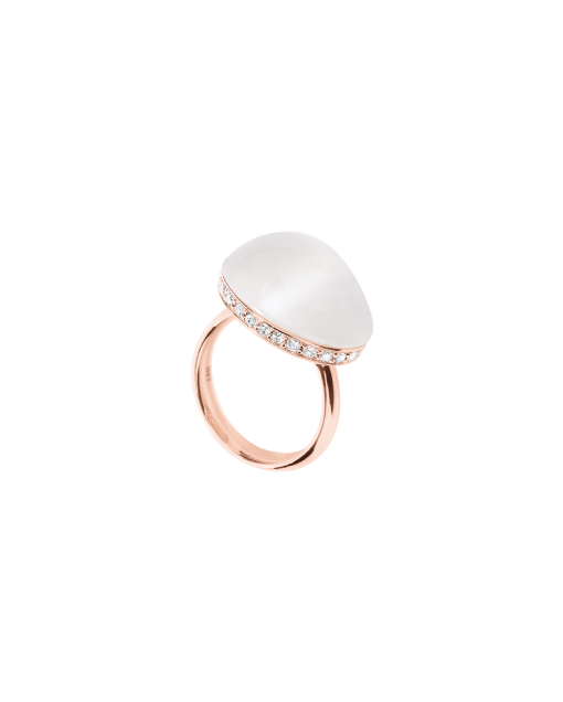 Anillo Moonstone blanca Peyrelongue de oro rosa con diamantes