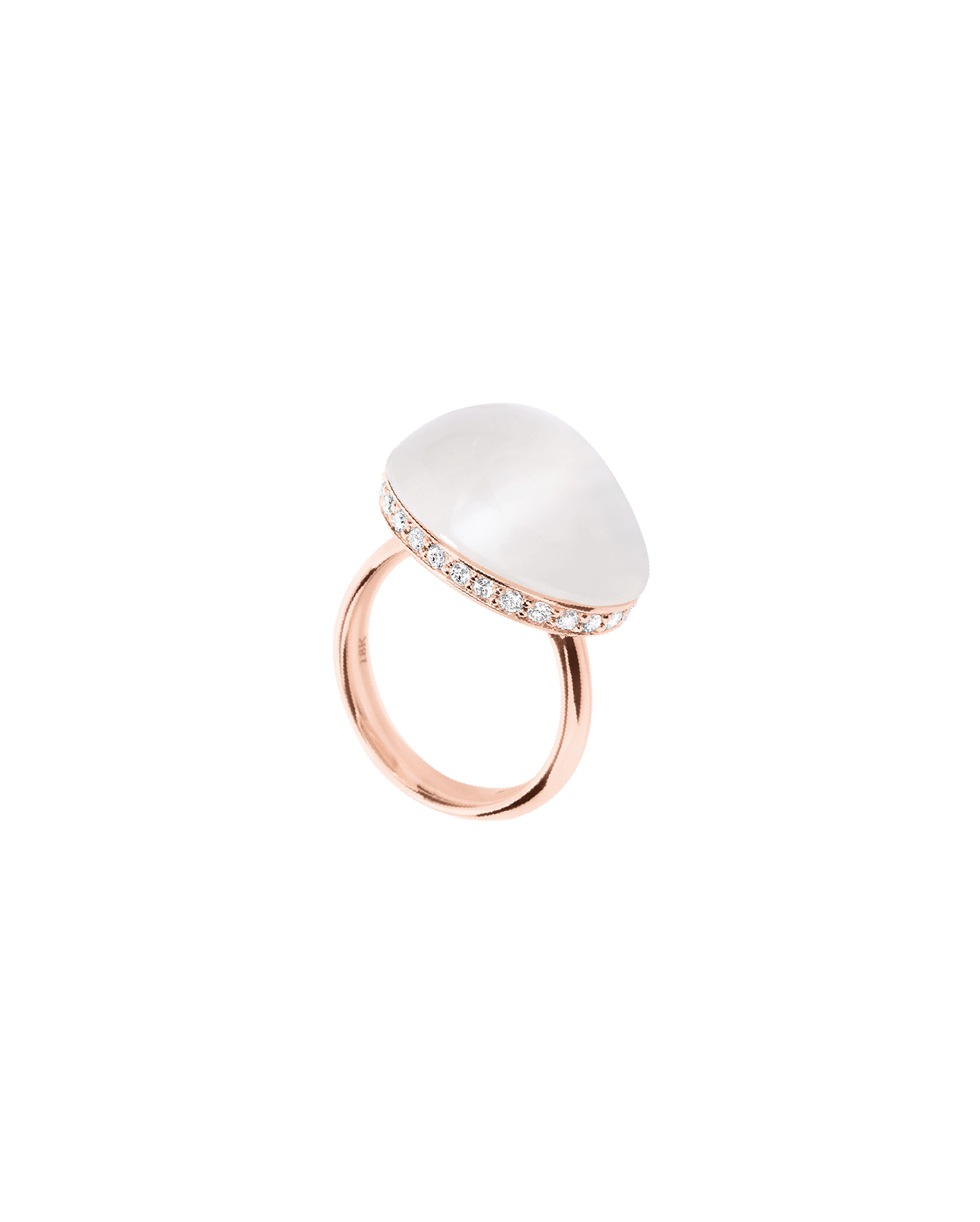 Anillo Moonstone blanca Peyrelongue de oro rosa con diamantes