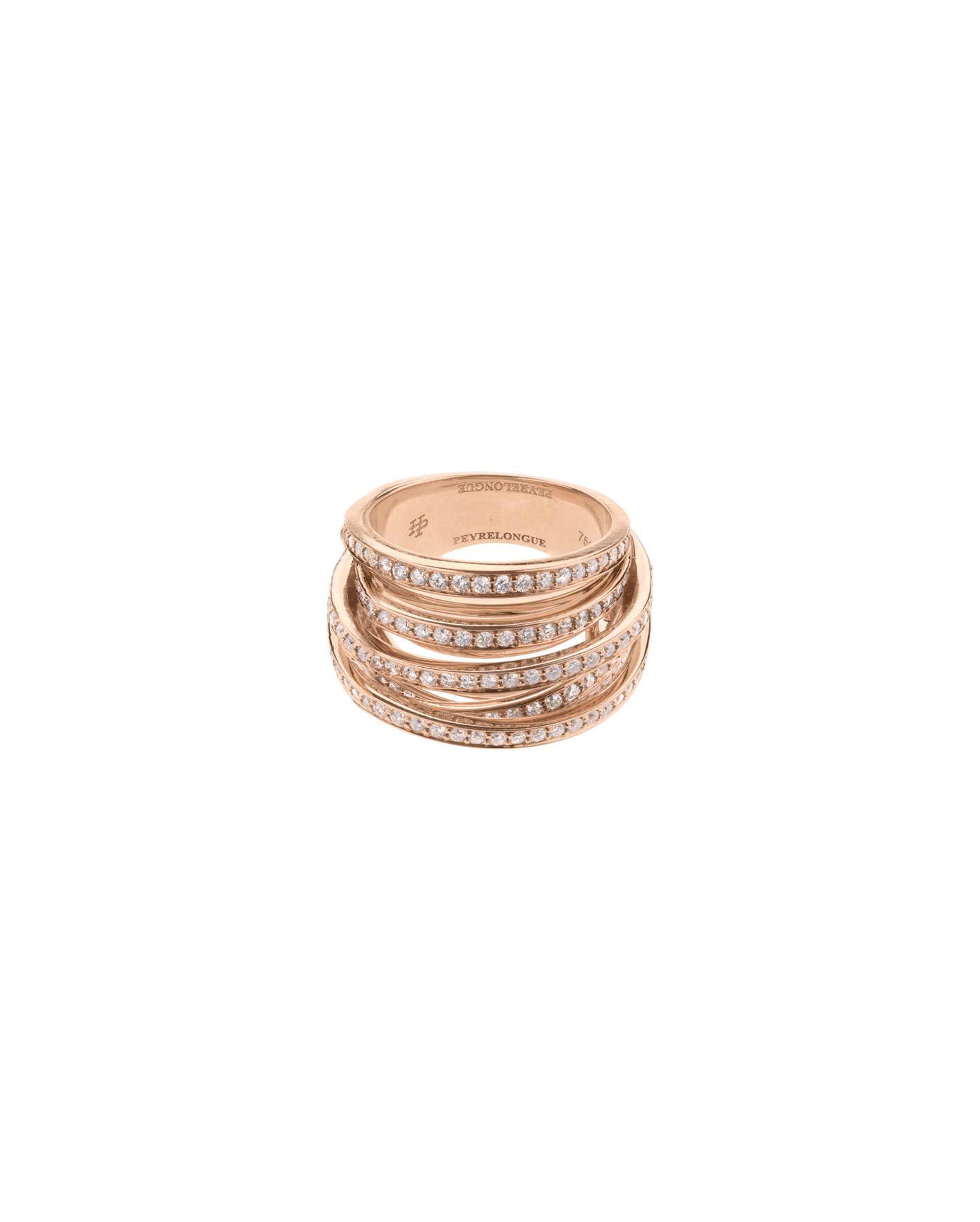 anillo peyrelongue en oro rosa con diamantes