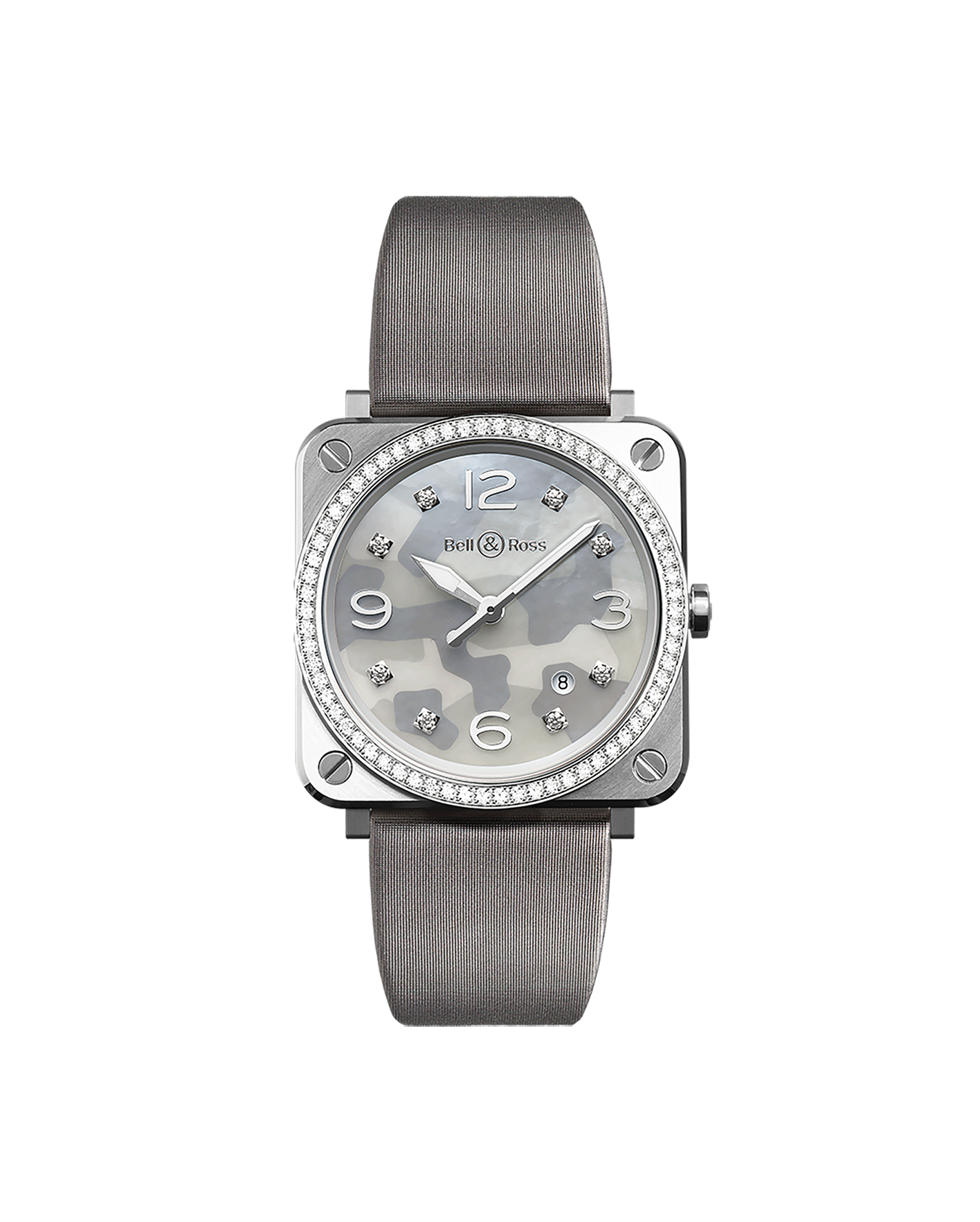 reloj para mujer bell and ross brs cammo grey cammo diamonds