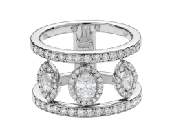 anillo peyrelongue en oro blanco con tres hileras de diamantes