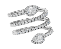 anillo peyrelongue en espiral con diamantes de oro blanco de 18k
