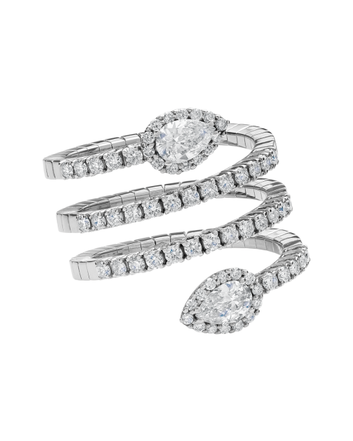 anillo peyrelongue en espiral con diamantes de oro blanco de 18k