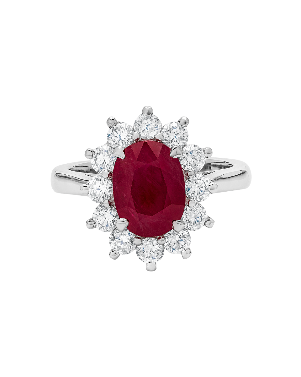Anillo peyrelongue flor de rubí con diamantes