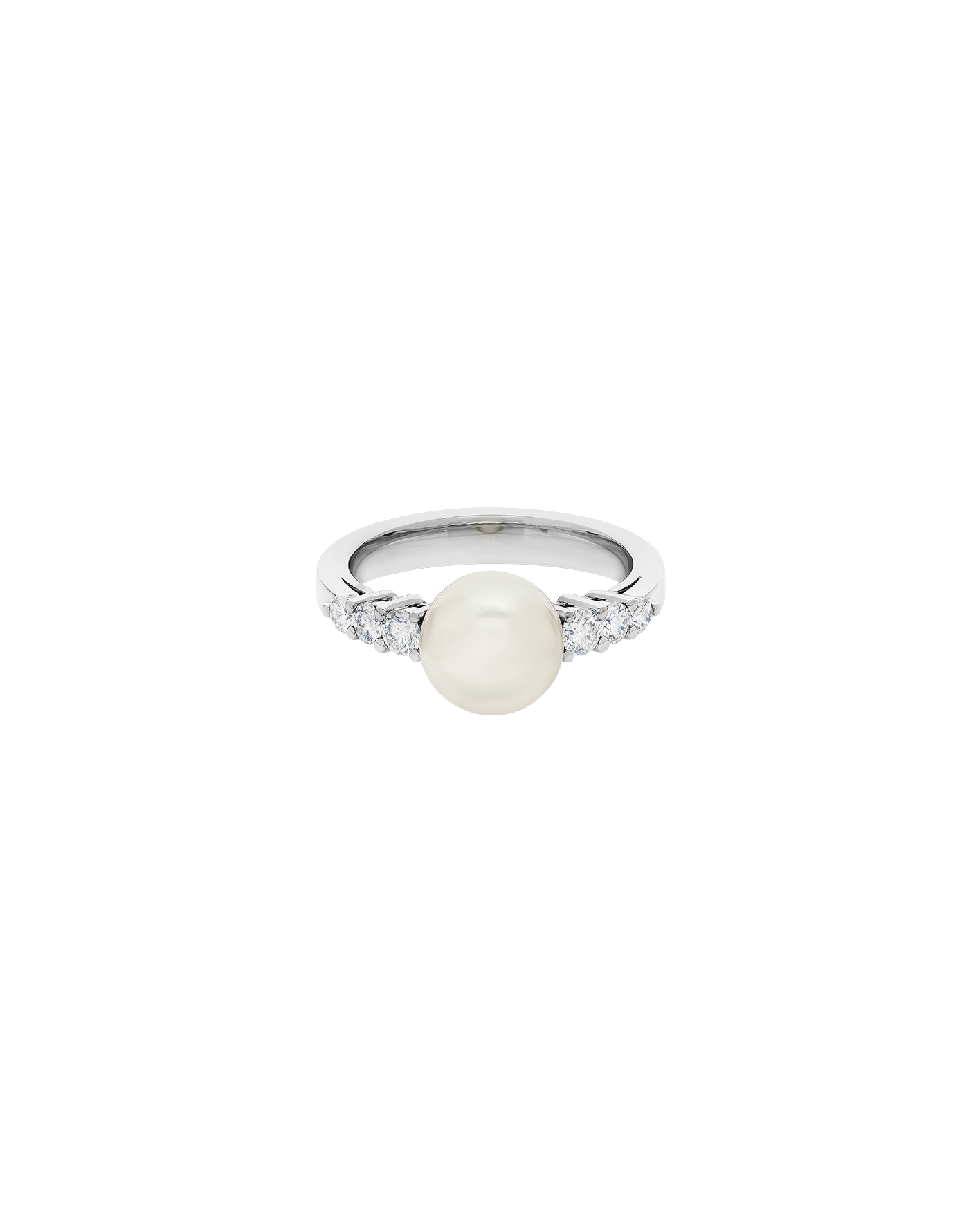 anillo con perla akoya en oro blanco peyrelongue