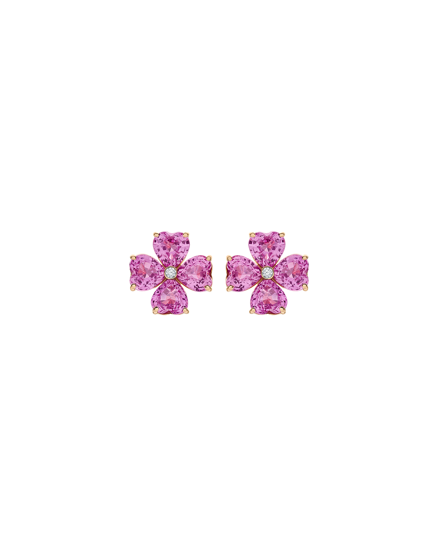 aretes peyrelongue flor de zafiros rosas con diamantes