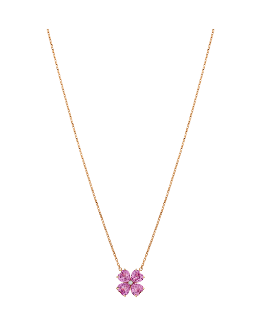 collar peyrelongue flor de zafiros rosas con diamantes