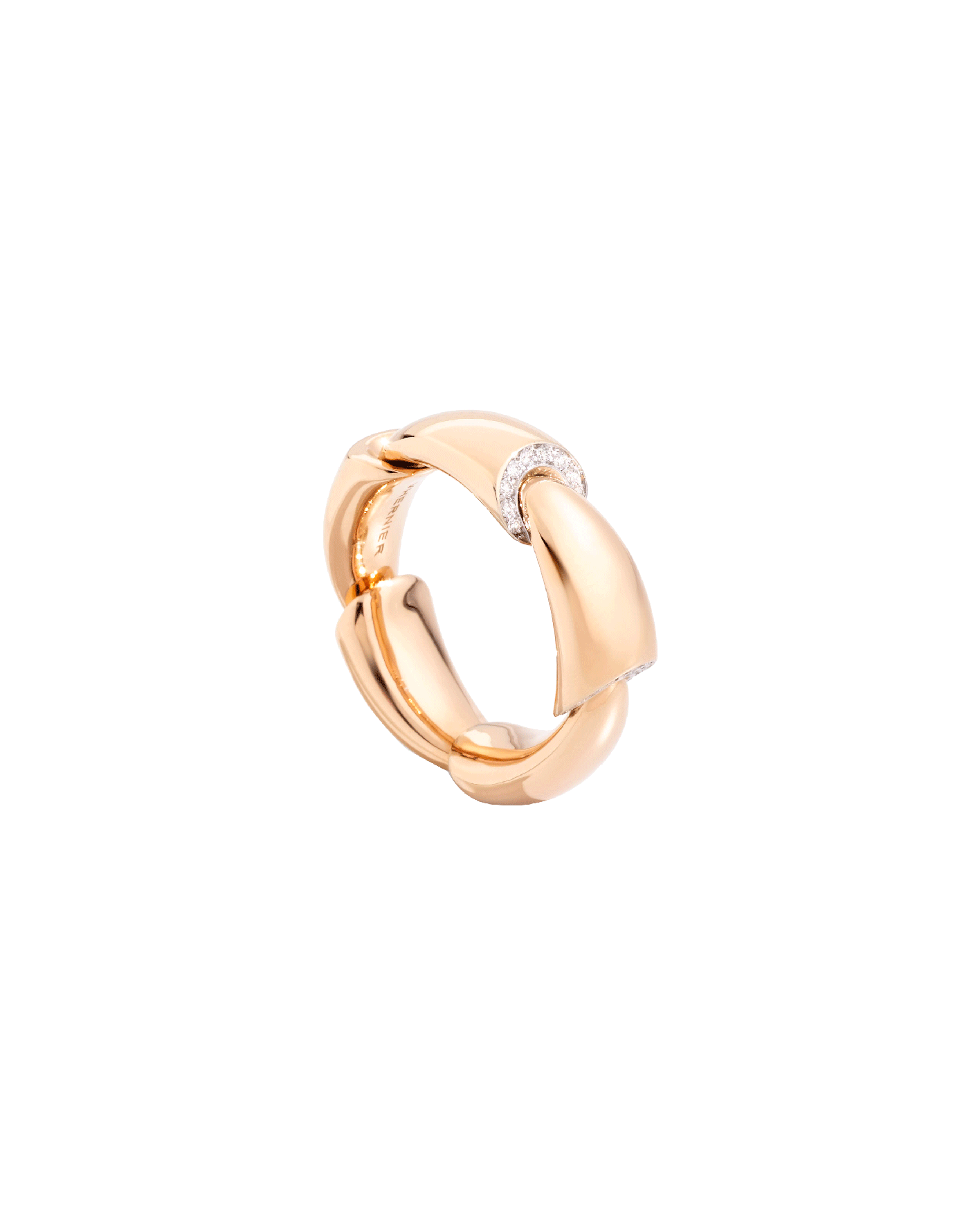 anillo calla en oro rosa con diamantes vhernier