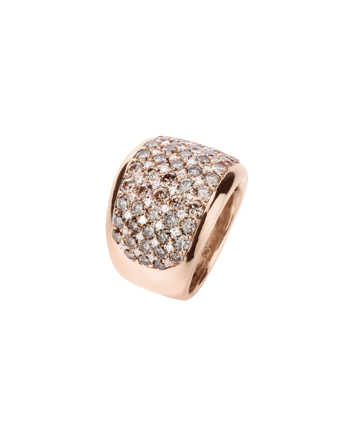 anillo en oro rosa con diamantes brown y blancos peyrelongue