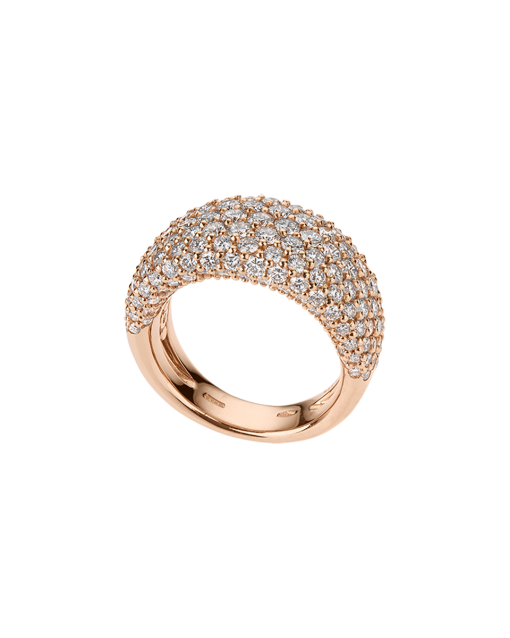 anillo con pave de diamantes en oro rosa peyrelongue