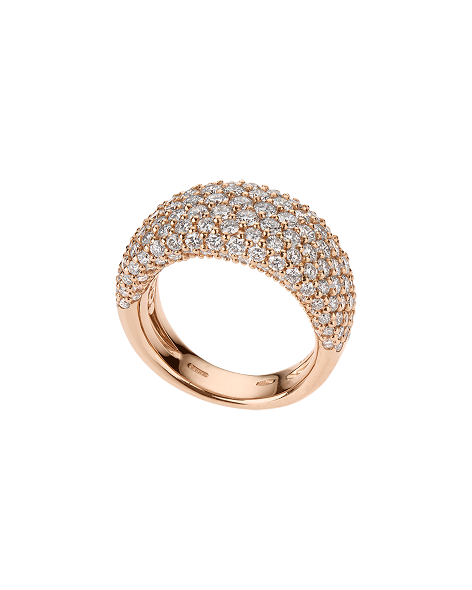 anillo con pave de diamantes en oro rosa peyrelongue