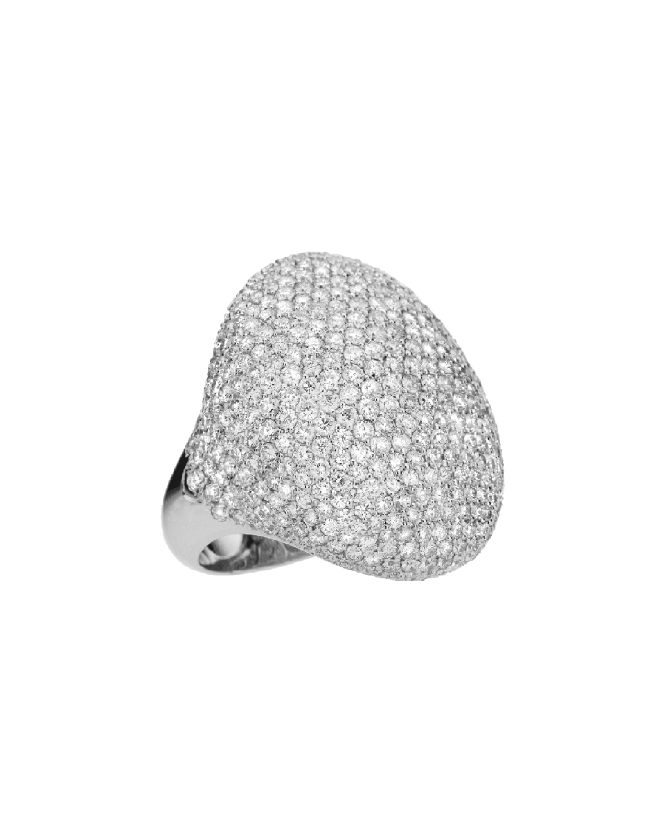 anillo en oro blanco con pave de diamantes peyrelongue