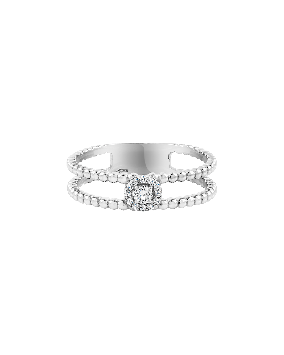 anillo en oro blanco con dos brazos de diamantes peyrelongue