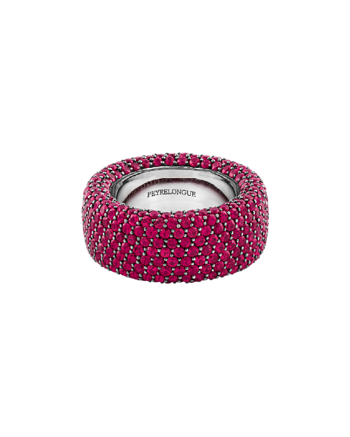 anillo en oro pavonado con pave de rubies peyrelongue