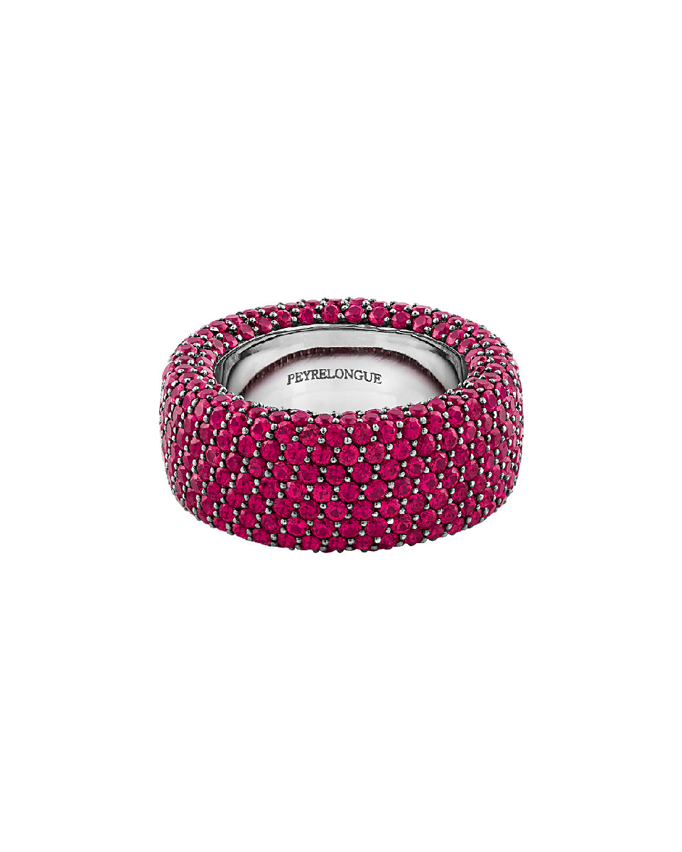 anillo en oro pavonado con pave de rubies peyrelongue