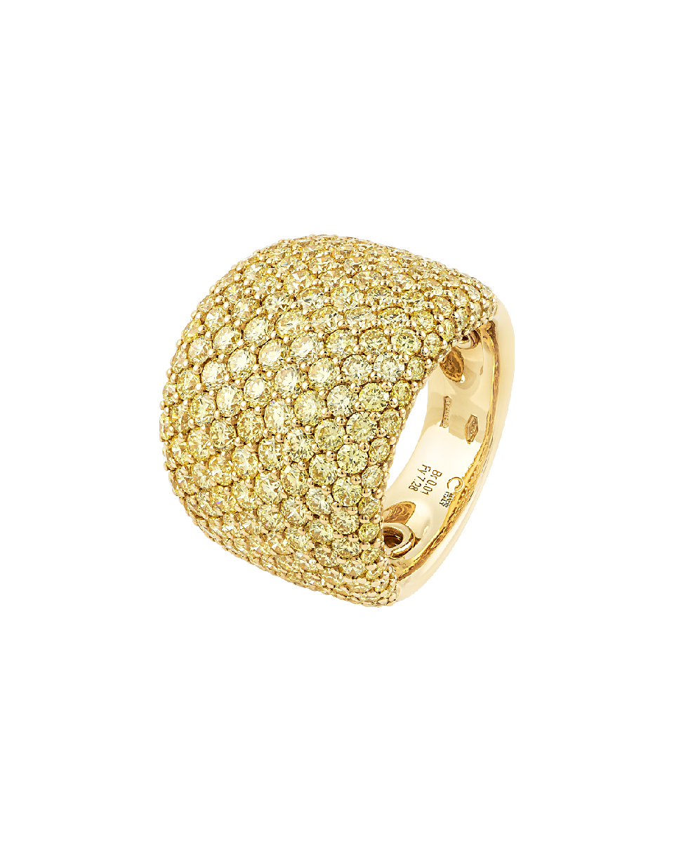 anillo en oro rosa con diamantes fancy yellow peyrelongue