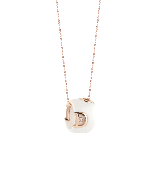 collar damiani d. icon en ceramica blanca con oro rosa y diamantes 20045905