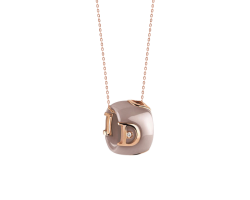 collar damiani d. icon en ceramica color capuchino con oro rosa y diamantes 20068423