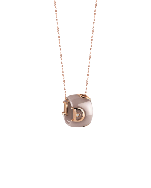 collar damiani d. icon en ceramica color capuchino con oro rosa y diamantes 20068423