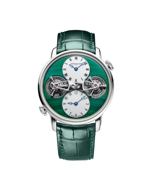 reloj arnold and son double tourbillon white gold malachite 1dtaw-z03a-c188w